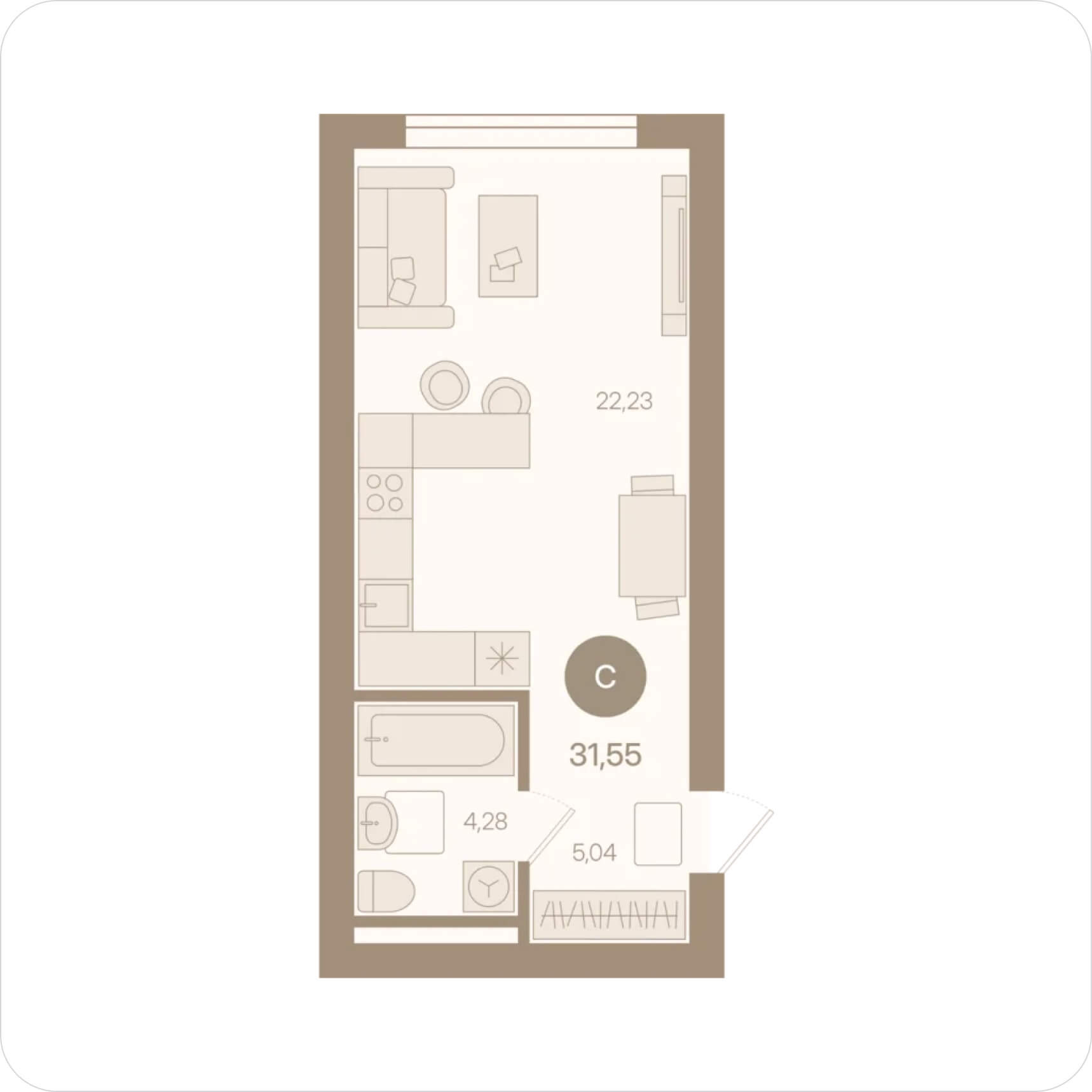 Студия · 31.55 м²