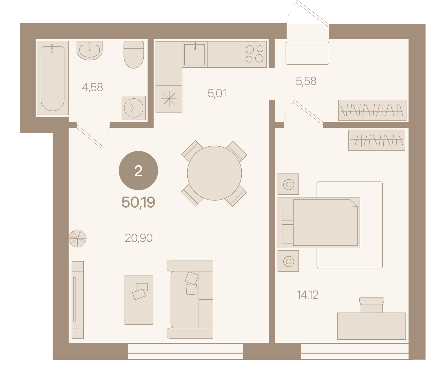 Евро 2 · 50,19 м²